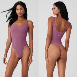 Alo Mesh Sheer Illusion Bodysuit - Soft Mulberry